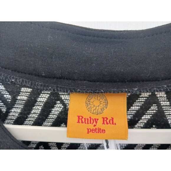 Ruby Rd Blazer Jacket Zip Long Sleeve Tribal Printed Black White 14 - Picture 4 of 5